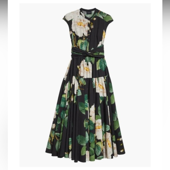 Giambattista Valli Giant Floral Bloom Maxi Dress Black Green IT 40 Designer NWOT - Picture 12 of 14
